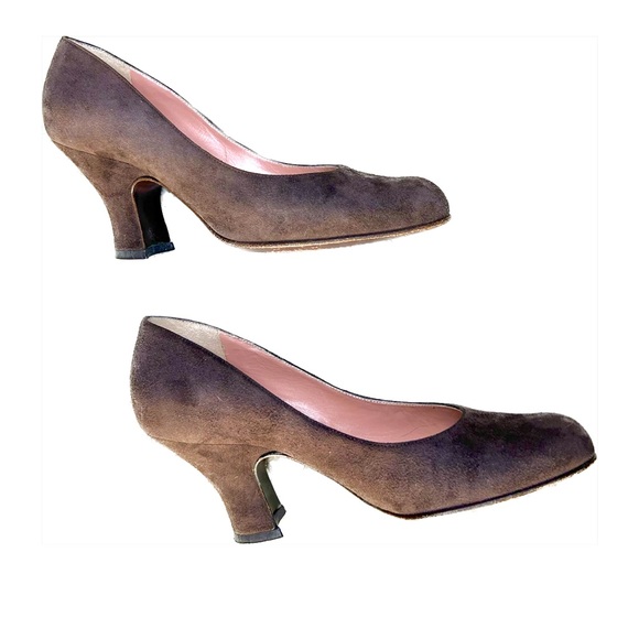 Prada Suede Brown Chunky Heels - Picture 2 of 5